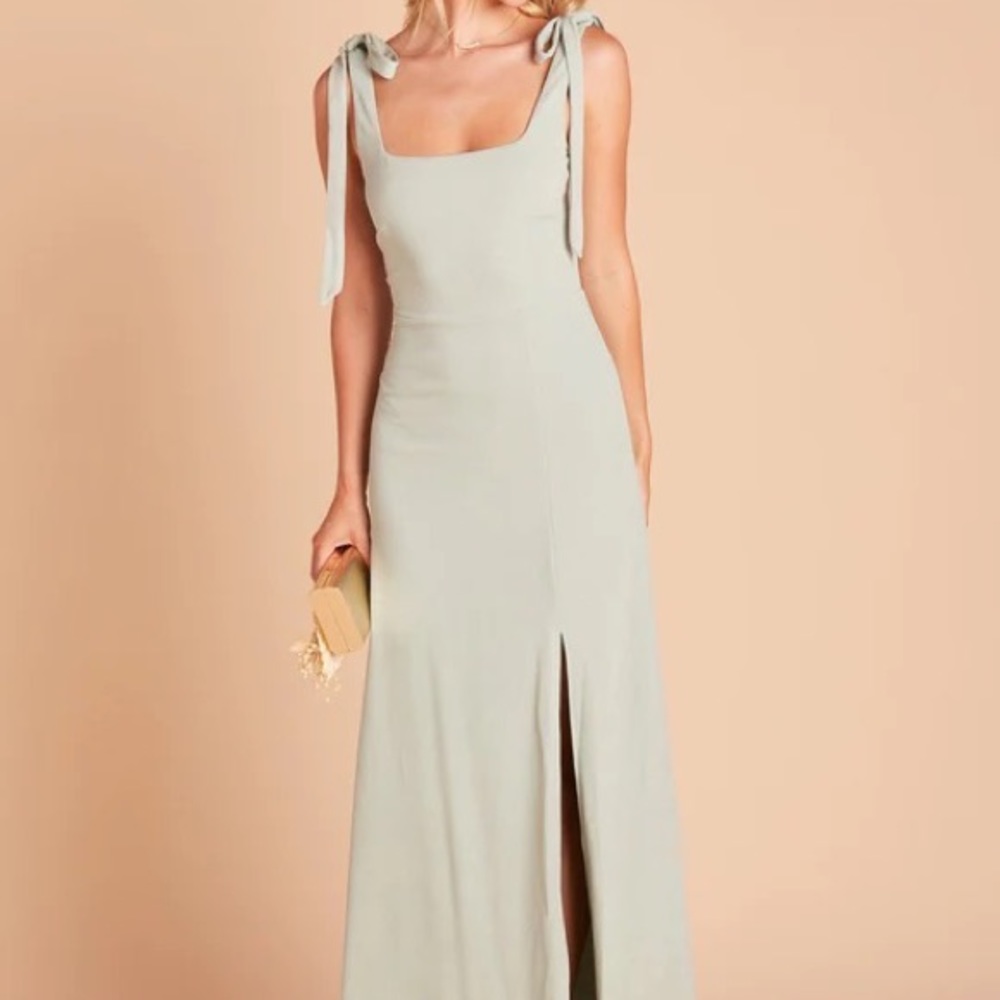 Birdy Grey Sage Green Bridesmaid Dress with Shoulder Ties